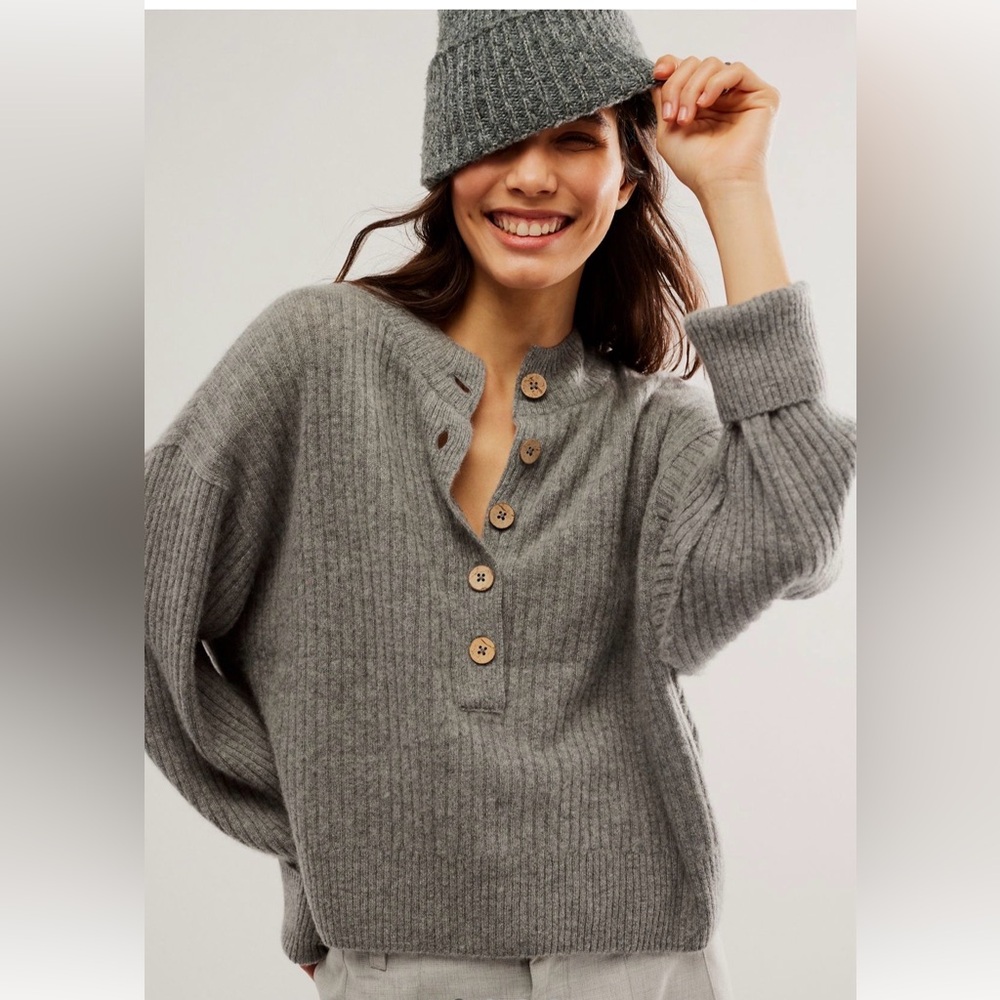 Free People Latte Cashmere Henley